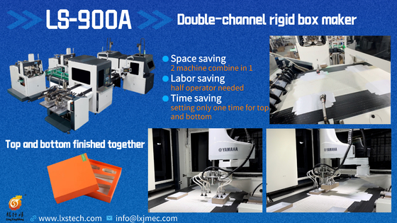 LS-900A Bi-Channel Intelligente vollautomatische Hochgeschwindigkeit oben unten zur gleichen Zeit starre Box Making Machine